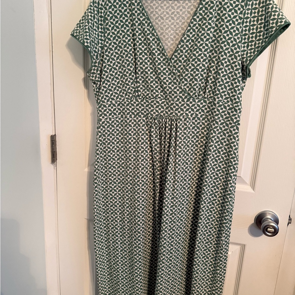 Boden Green Geometric Midi Dress
